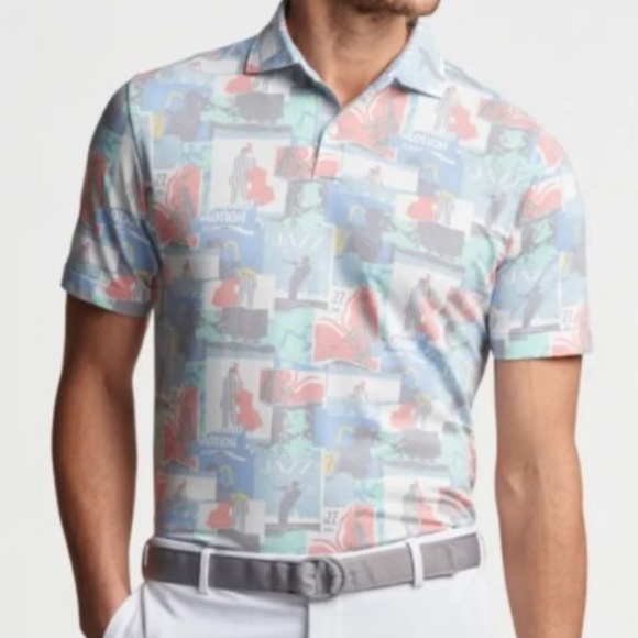 Peter Millar Men's XL Marina Blue Jazz Performance Piqué Polo MSRP $125